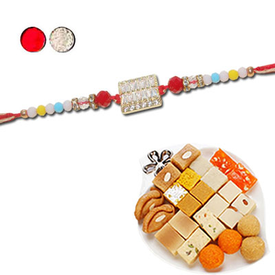 "RAKHIS -AD 4550 A (Single Rakhi),500gms of Assorted Sweets - Click here to View more details about this Product